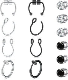 16G Fake Nasenpiercing Magnet Septum Piercing Schwarz Chirurgenstahl