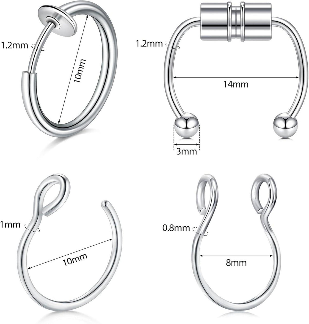 16G Fake Nasenpiercing Magnet Septum Piercing Schwarz Chirurgenstahl