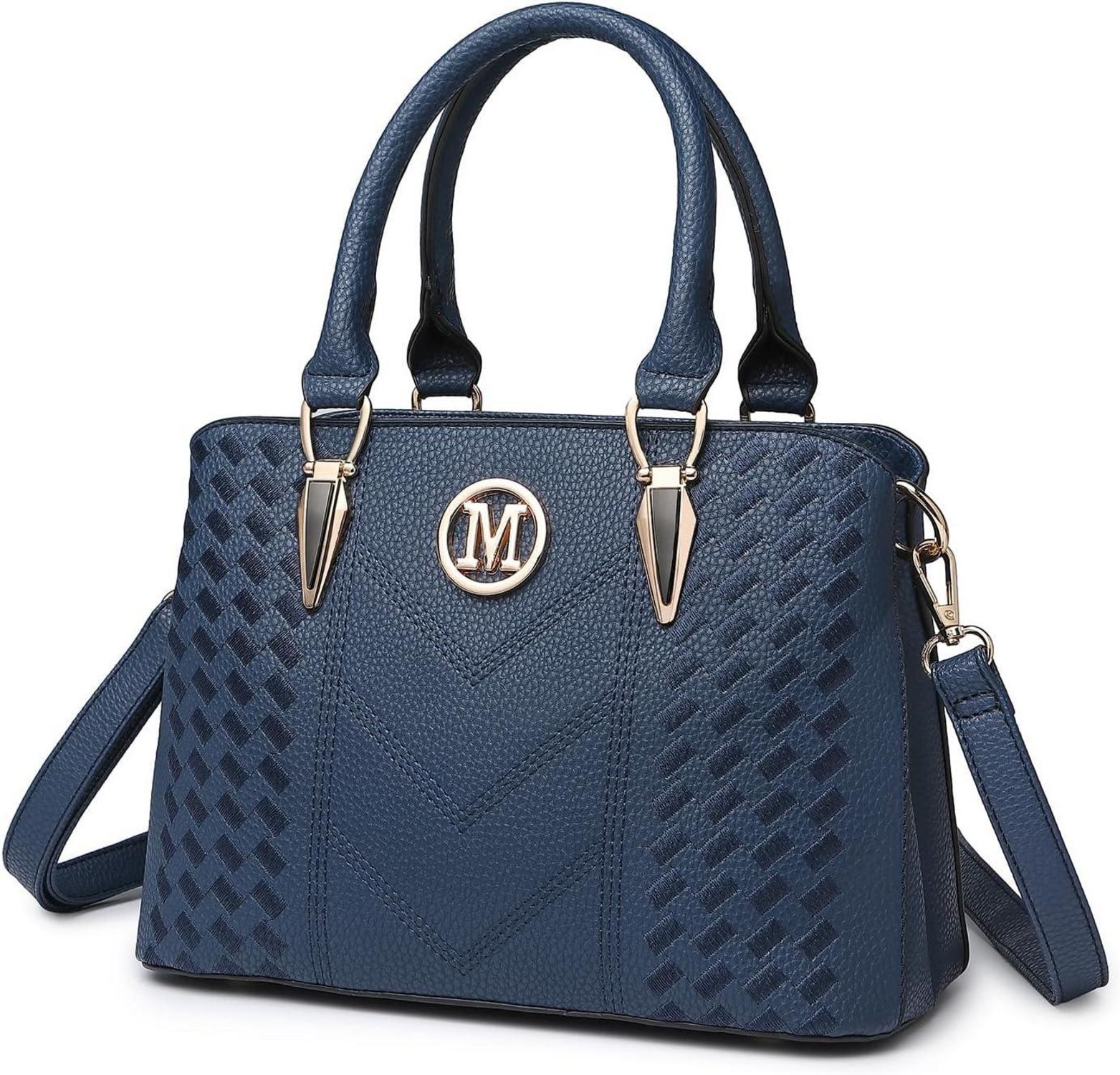 Miss Lulu Damen Handtasche Mittelgroß Umhängetasche PU Leder Schwarz
