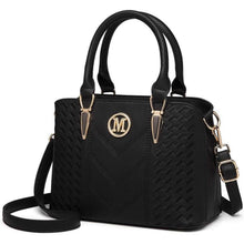 Damen Handtasche mittelgroß mit Lychee Muster und mehreren Innentaschen Schwarz