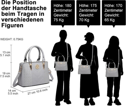Miss Lulu Damen Handtasche Schwarz PU-Leder Umhängetasche