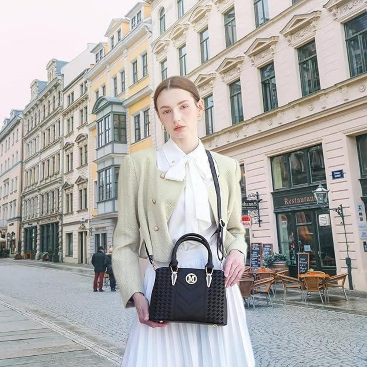 Miss Lulu Damen Handtasche Mittelgroß PU-Leder Umhängetasche Gold Hardware