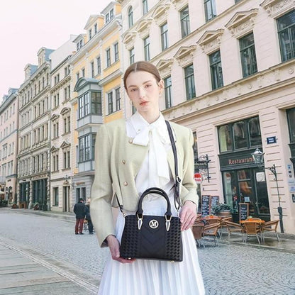 Miss Lulu Damen Handtasche Mittelgroß PU-Leder Umhängetasche Gold Hardware