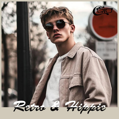 CGID Retro Runde Polarisierte Sonnenbrille UV400 Hippie Metallrahmen