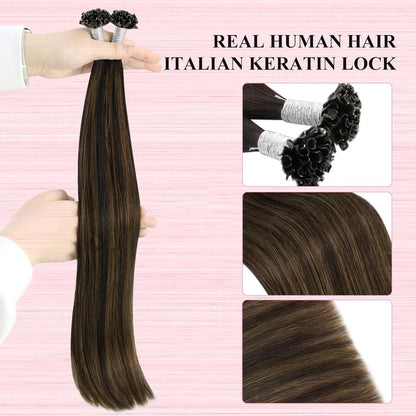 Echthaar Bonding Extensions Braun Ombre 35cm