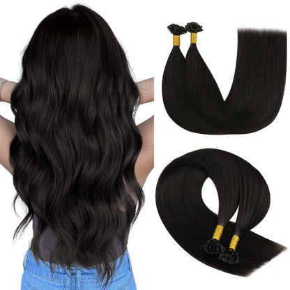 Echthaar Bondings Braun 40cm - Remy Keratin U Tip Extensions
