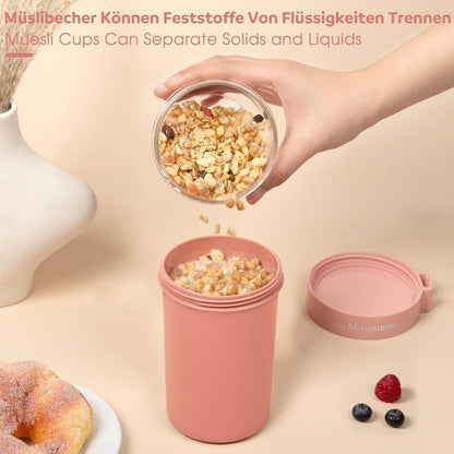 Müslibecher to Go 760ml Joghurtbecher mit Löffel & Deckel