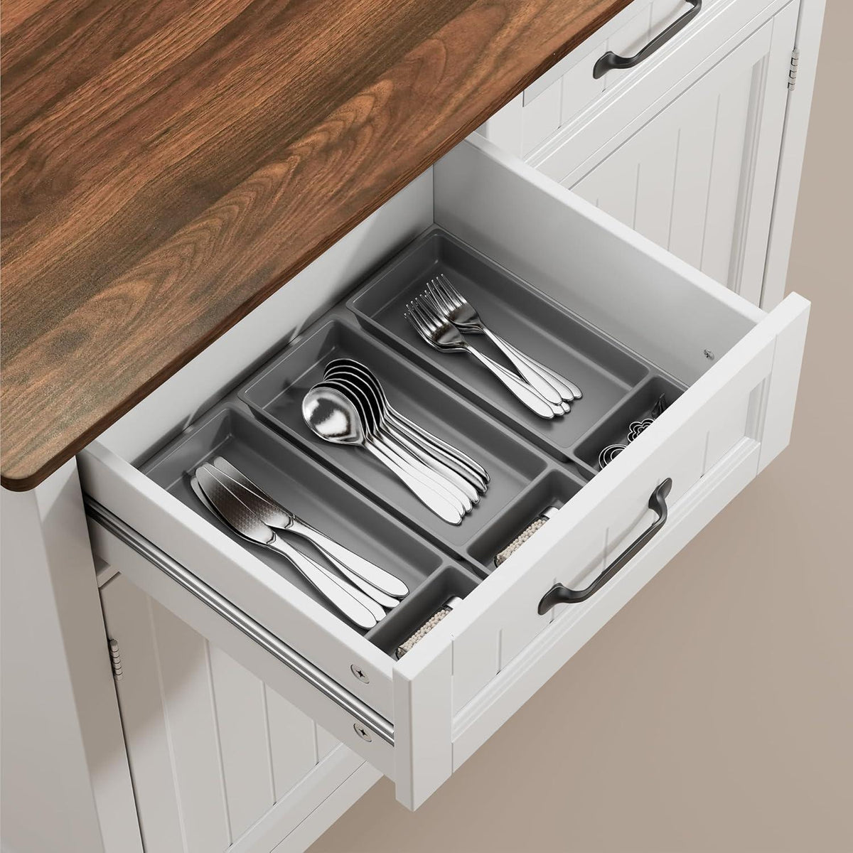 Bealife Sideboard mit Arbeitsplatte | Buffet Schrank Braun