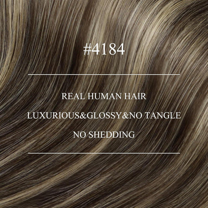 Echthaar Nano Ring Extensions Dunkelbraun Ombre Aschblond 40cm