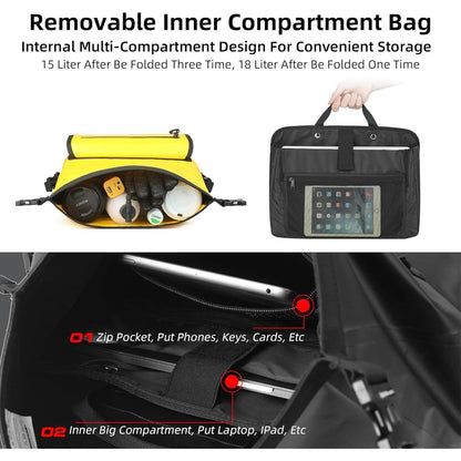 Motorrad Gepäckträgertasche 15L Wasserdicht Gelb