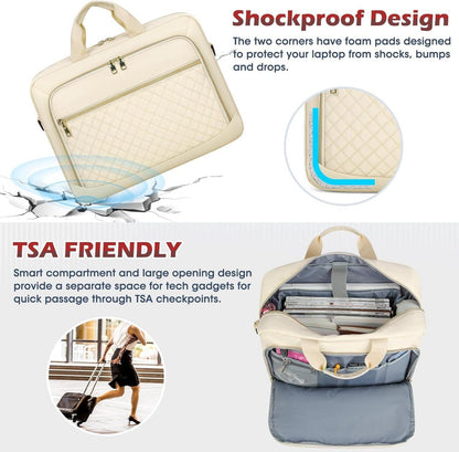 NEWHEY Laptoptasche 17,3 Zoll Business Notebook Tasche Beige