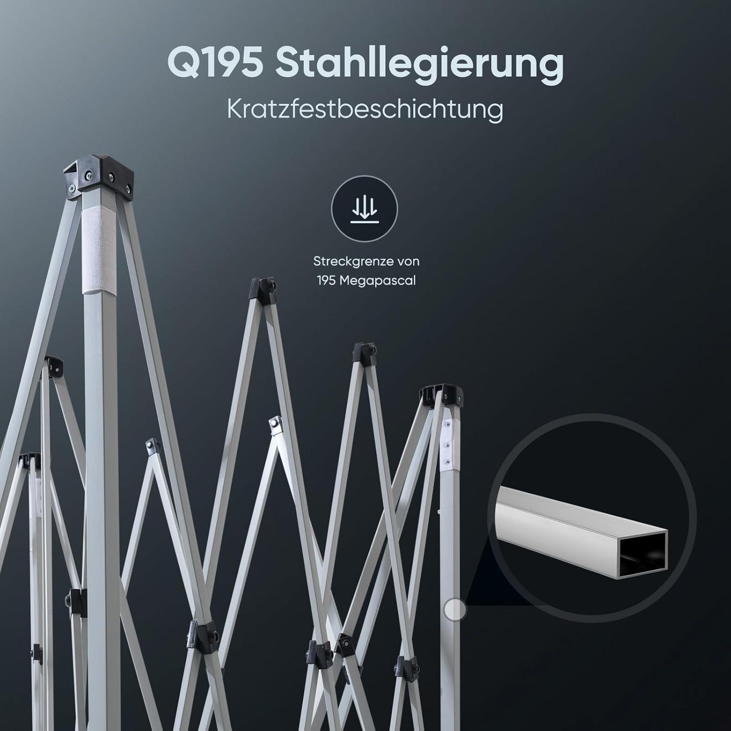 Quictent Pavillon 3x3m Wasserdicht Pop-Up UV-Schutz 50+ Beige