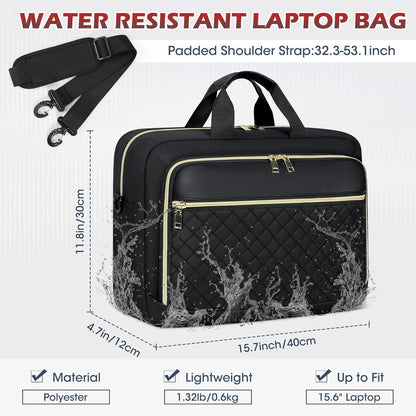 Laptoptasche Damen 15,6 Zoll Wasserdicht Schwarz Business