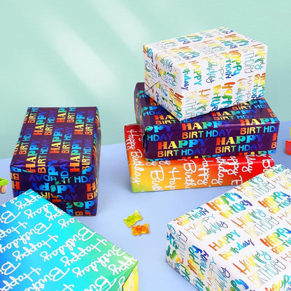 Geschenkpapier Geburtstag Set mit 6 Bögen & Zubehör