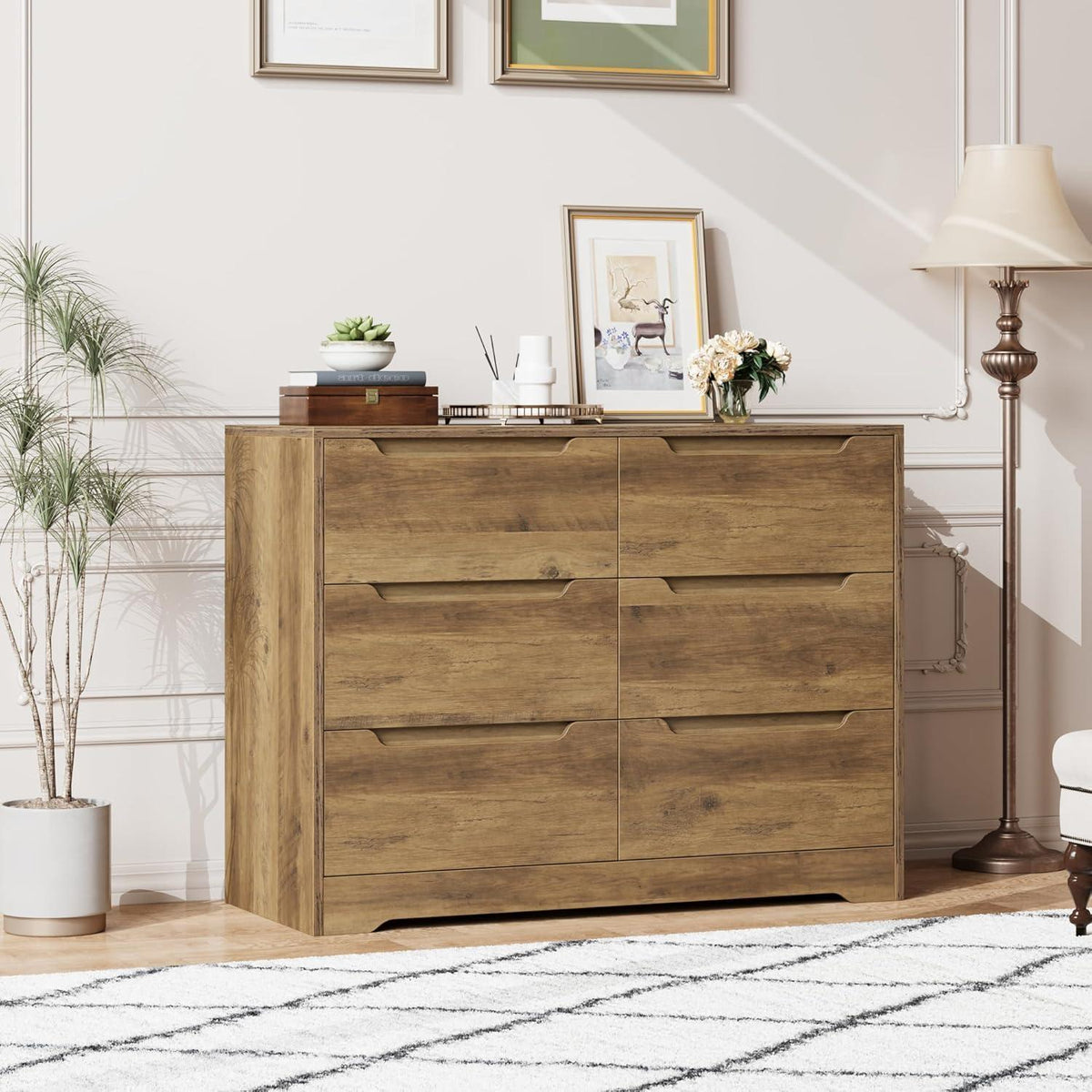 Kommode mit 6 Schubladen – Braun, Modernes Sideboard für Schlafzimmer
