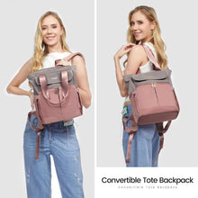 Damen Rucksack Klein Elegant Wasserdicht 13,3 Zoll Grau Rosa
