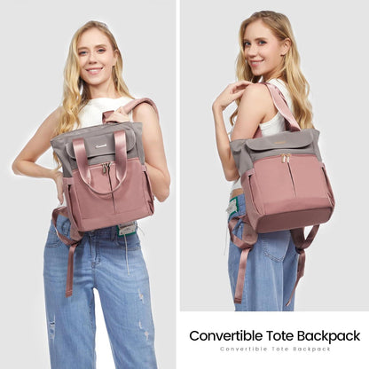 Damen Rucksack Klein Cityrucksack Mini Handtasche 13,3 Zoll Grau Rosa
