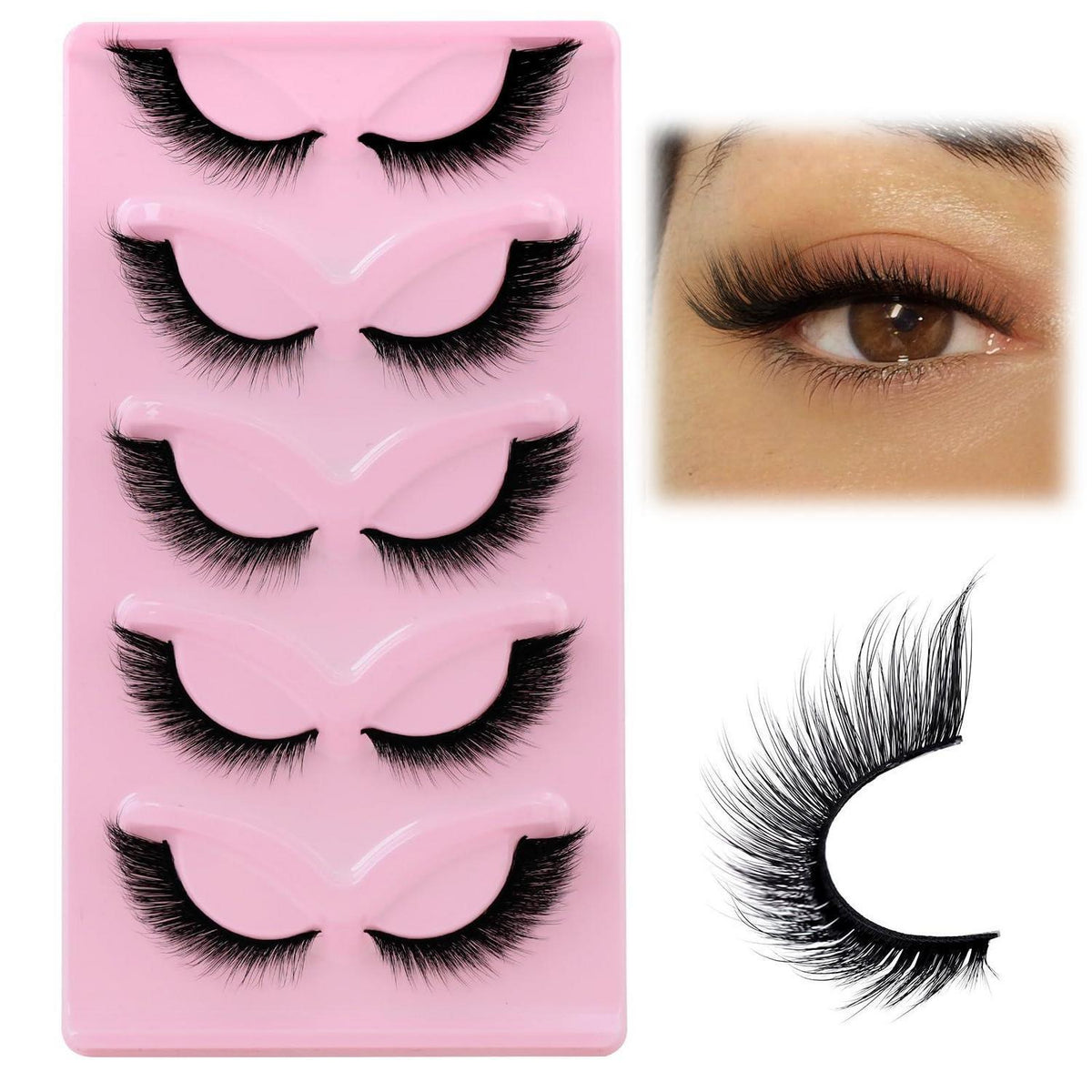3D Wispy Fox Eye Wimpern 13mm – 5 Paar, Natürlicher Look