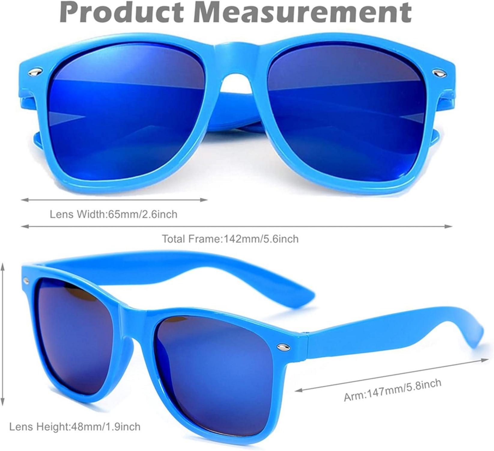 6er Set Neon Sonnenbrille Vintage Party Brille Bunt Herren Damen UV Schutz