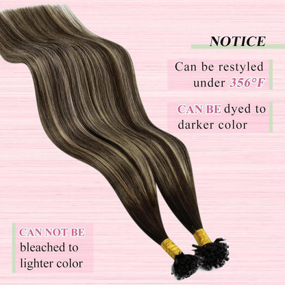 Echthaar Bonding Extensions Ombre Dunkelbraun Blond 35cm