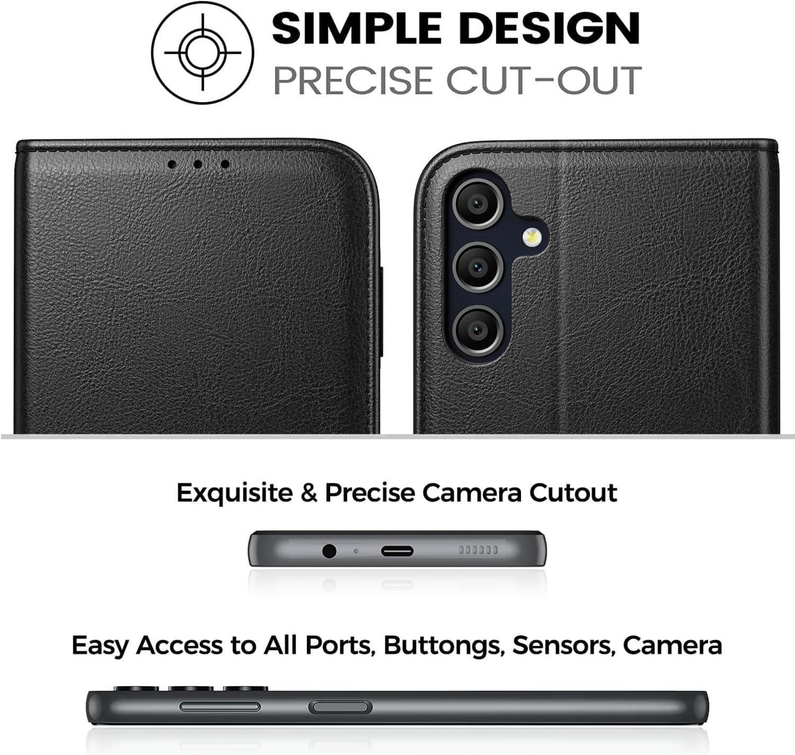 Handyhülle Samsung Galaxy A15 5G/4G Schwarz Panzer Glas RFID