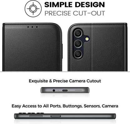 Handyhülle Samsung Galaxy A15 5G/4G Schwarz Panzer Glas RFID