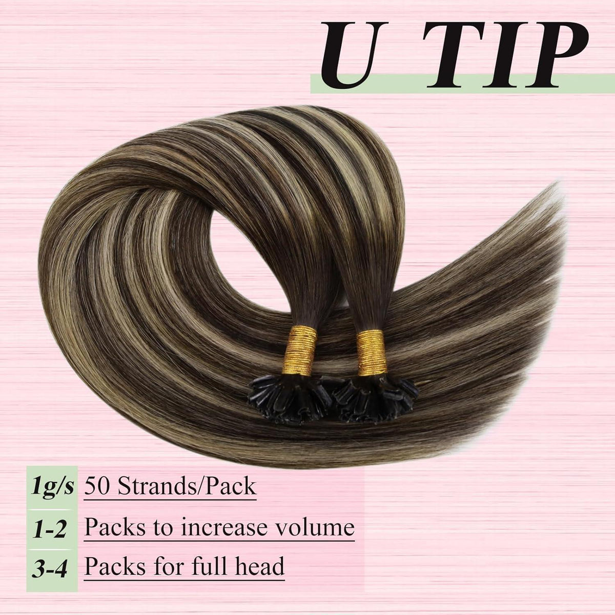 Echthaar Bonding Extensions Ombre Braun Blond 45cm