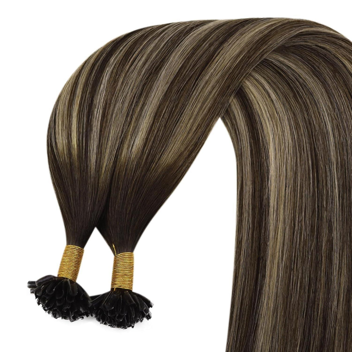 Echthaar Bonding Extensions Ombre Braun Blond 45cm