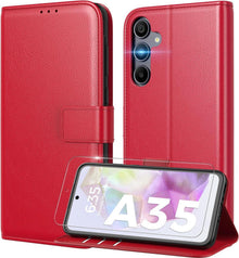 Handyhülle Samsung Galaxy A35 mit Panzer Schutzglas Rot