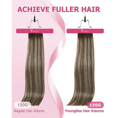 Clip-in Echthaarverlängerung Braun Ombre 50cm 120g