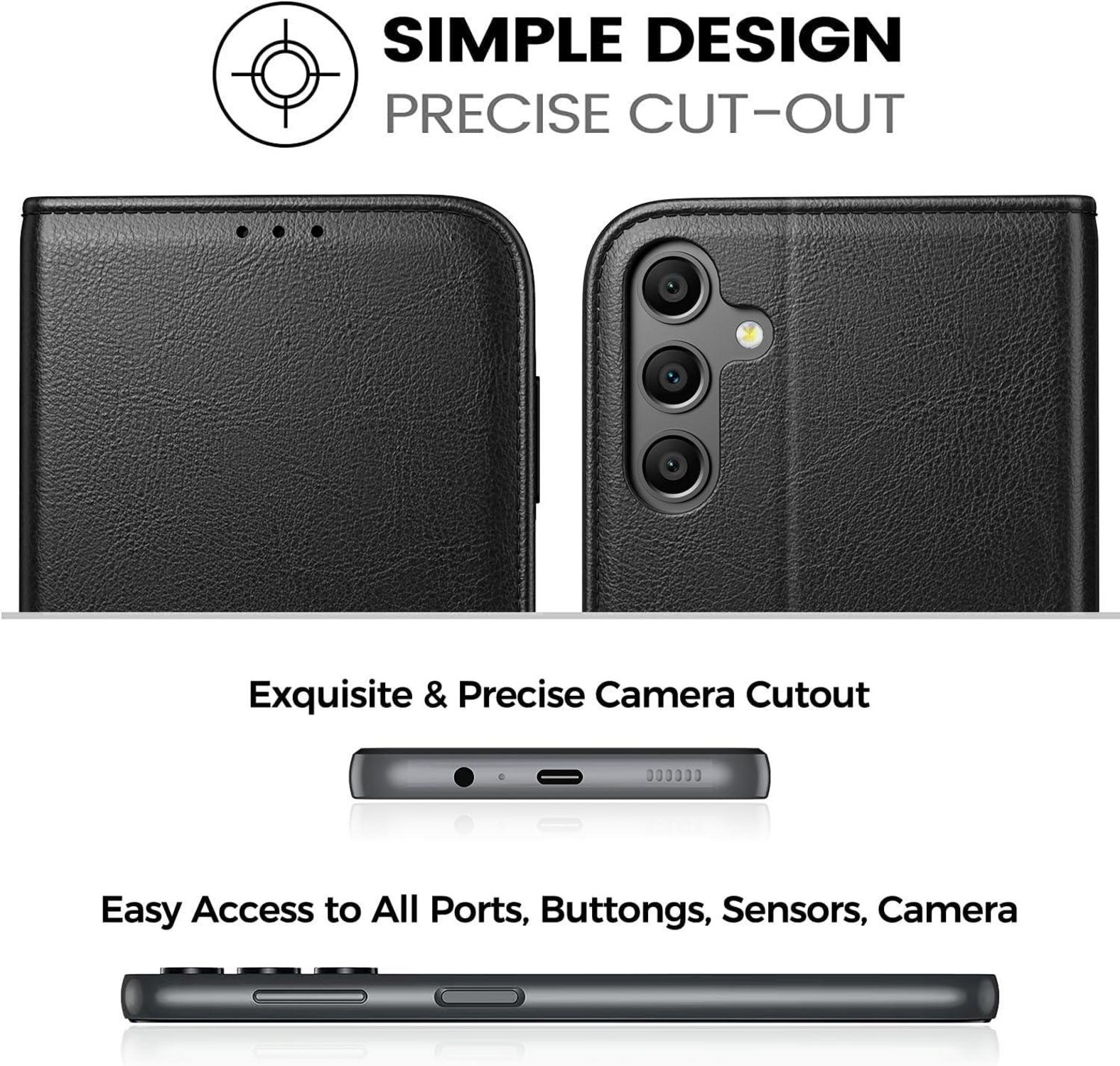 Handyhülle Samsung Galaxy A35 5G mit Panzer Schutz Glas RFID Schwarz