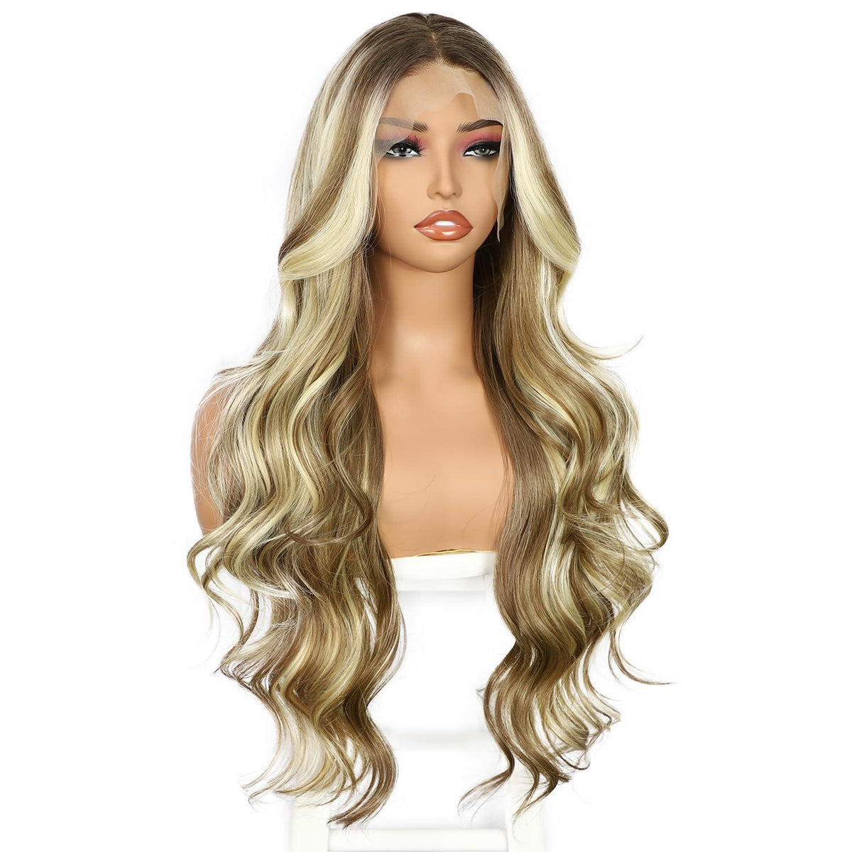 Blond Balayage Körperwelle Lace Front Perücke – 26 Zoll Synthetisch