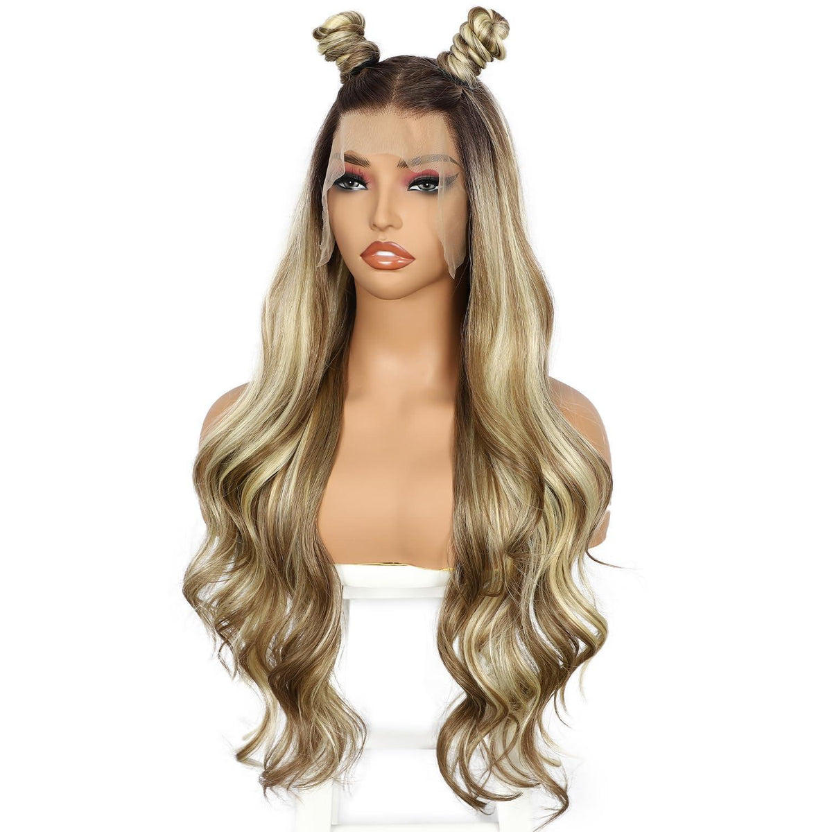 Blond Balayage Körperwelle Lace Front Perücke – 26 Zoll Synthetisch