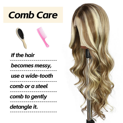Blond Balayage Körperwelle Lace Front Perücke – 26 Zoll Synthetisch
