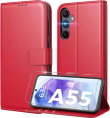Samsung Galaxy A55 Hülle PU Leder RFID Schutz Blau