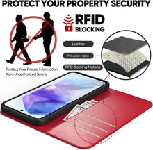 Handyhülle Samsung Galaxy A55: PU Leder Schutz Glas RFID Rot