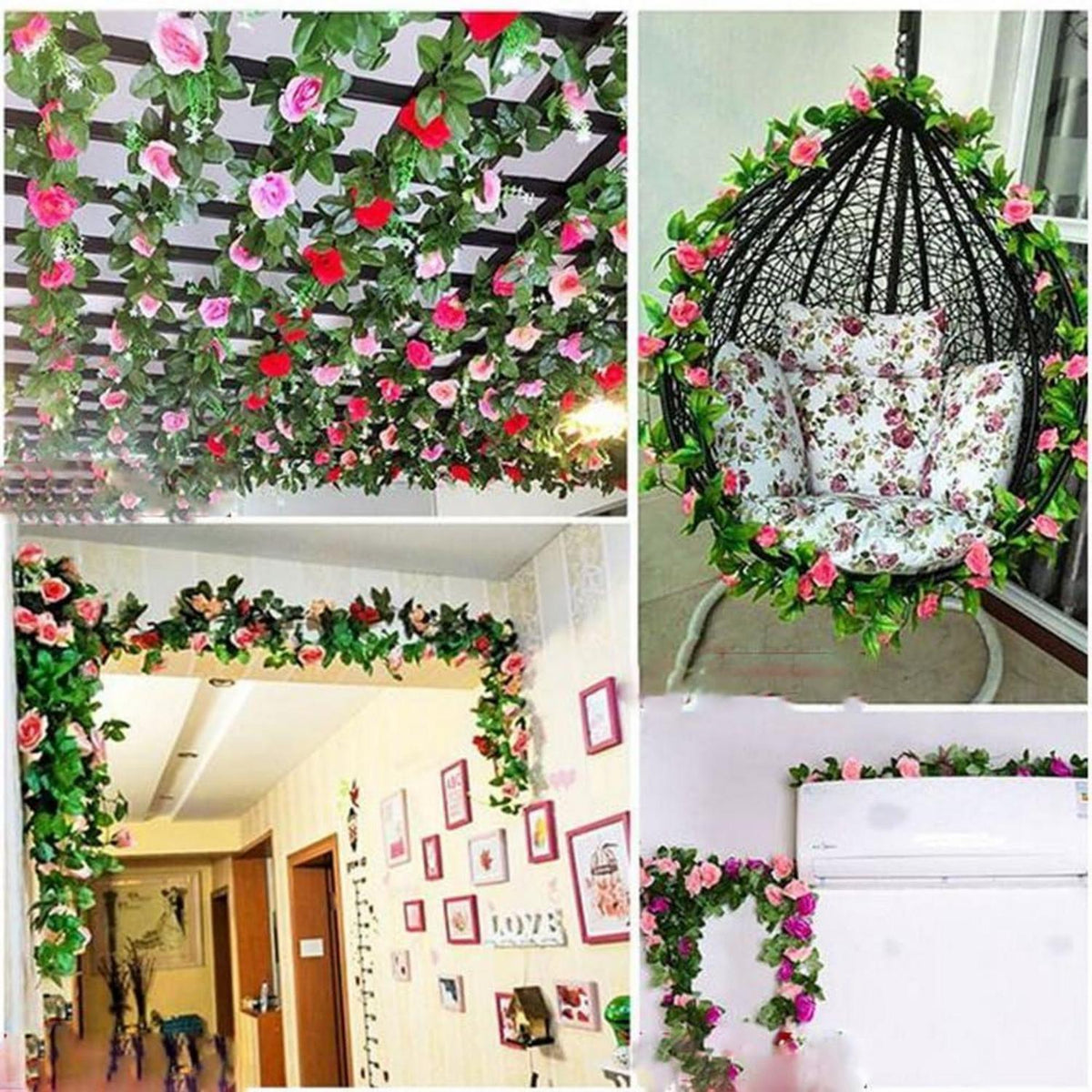 2x 2.4m Künstliche Rosen Girlande – Romantische Blütenrebe für Deko