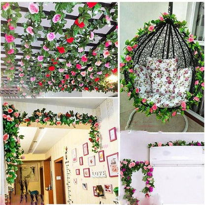 2x 2.4m Künstliche Rosen Girlande – Romantische Blütenrebe für Deko
