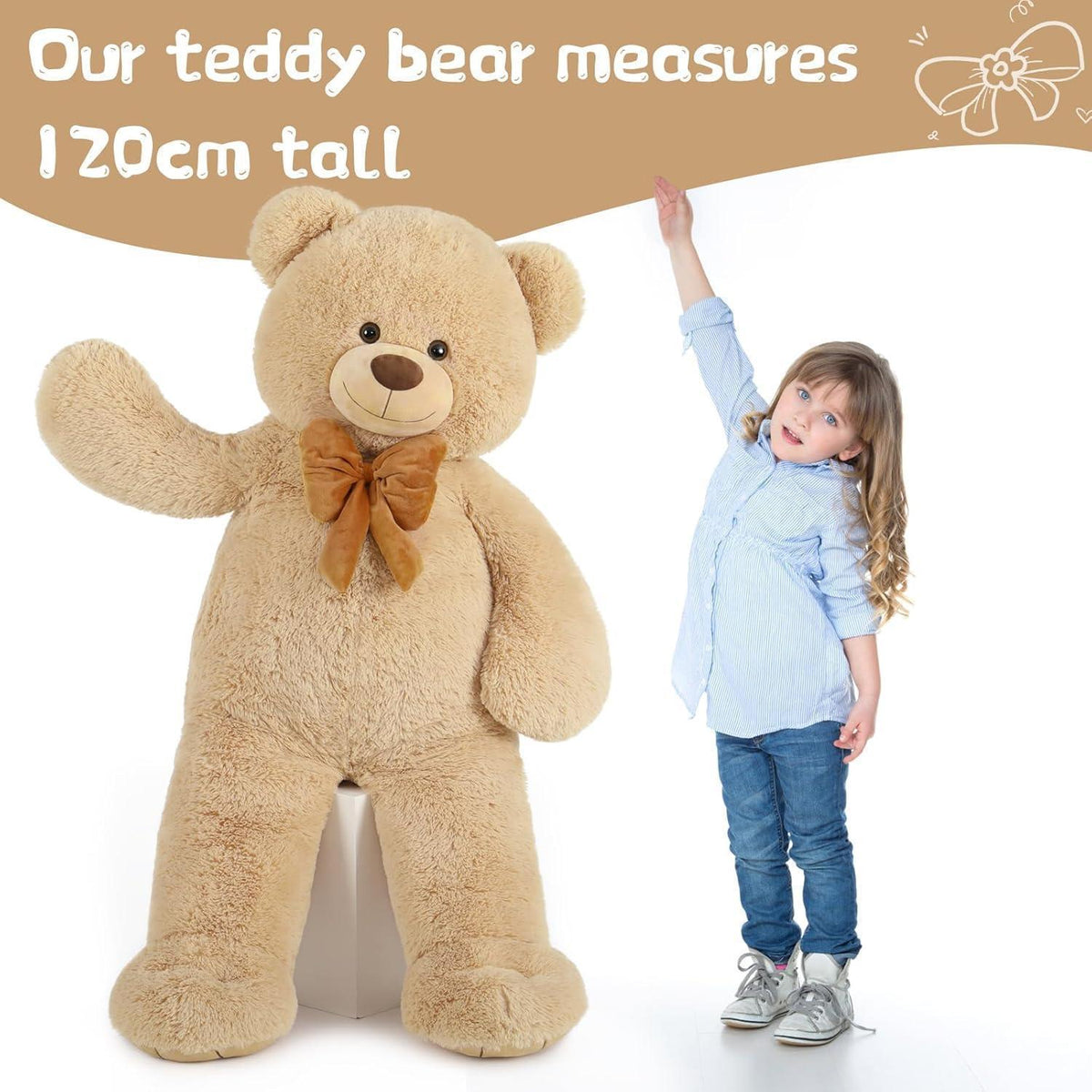 Riesiger 120cm Teddybär - XXL Kuscheltier für Valentinstag & Geburtstag