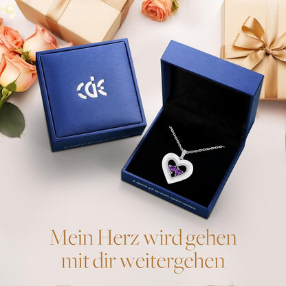 Doppel Herz Halskette 925 Sterling Silber Geburtsstein Shell Anhänger