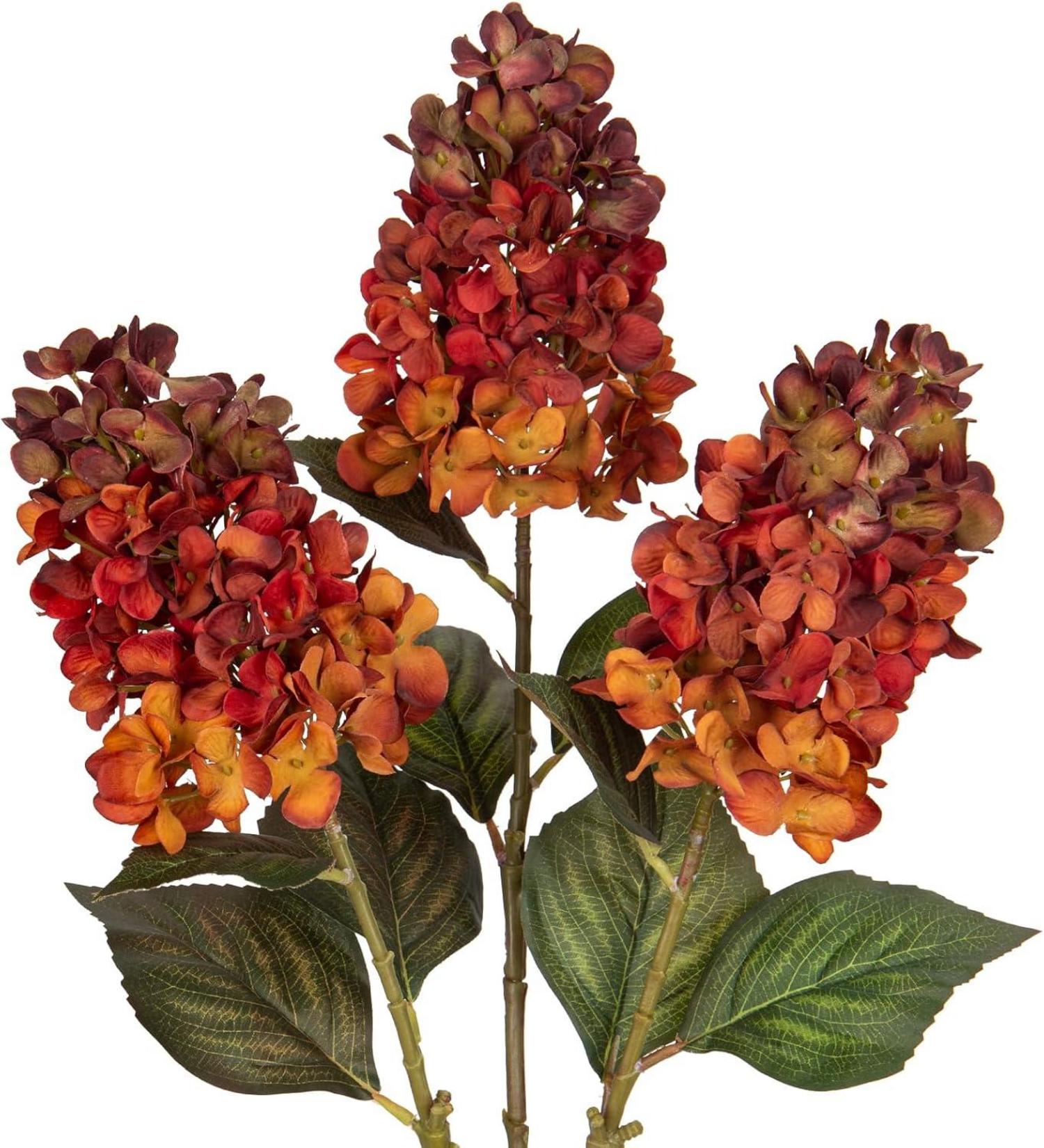 Künstliche Hortensien Rispenhortensie Orange 3er Set 73CM