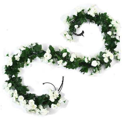 2x 1.8m Künstliche Rosen Girlande – Weiße Blüten für Deko