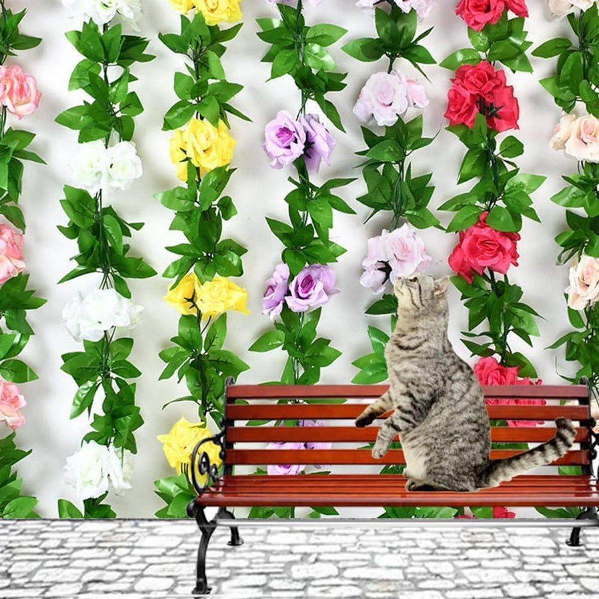 2x 1.8m Künstliche Rosen Girlande – Weiße Blüten für Deko