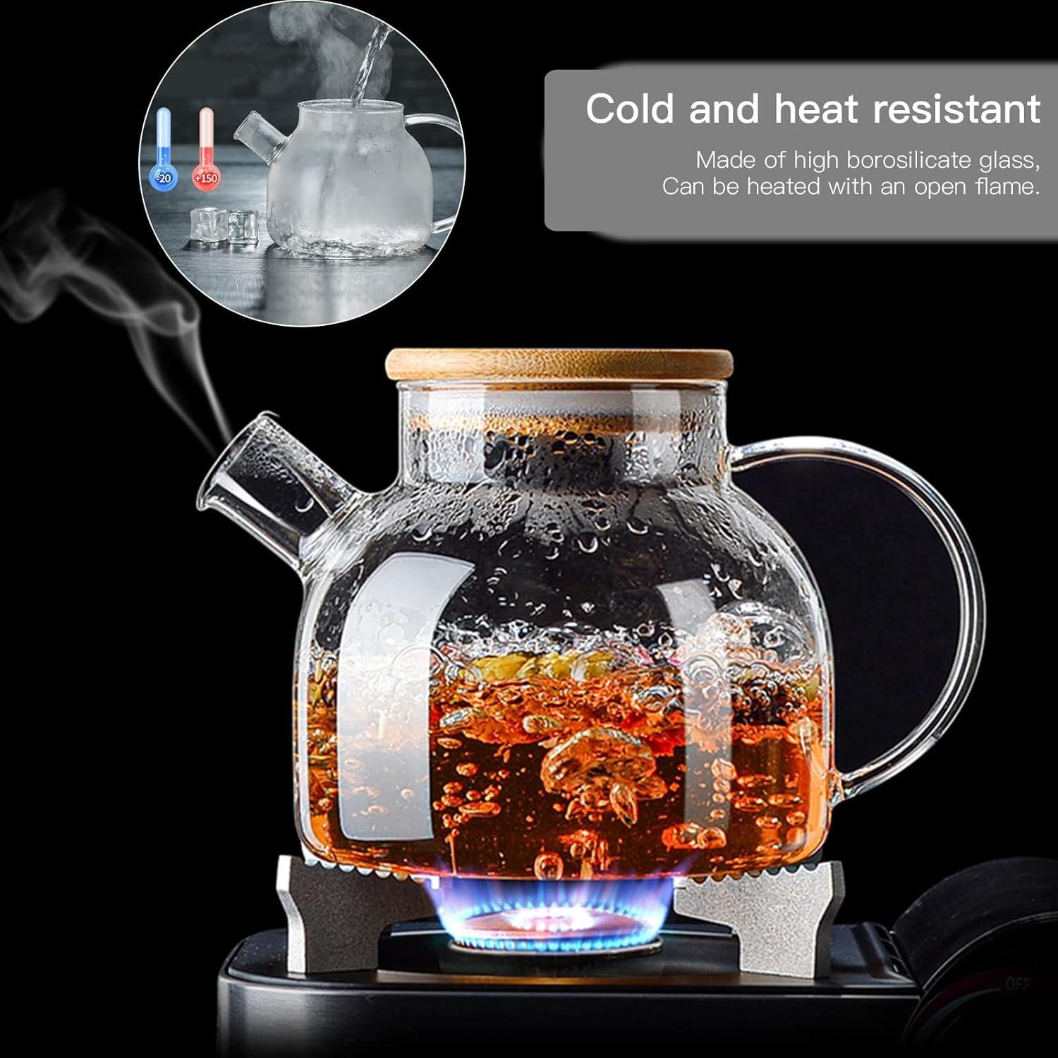 LeKuni Teekanne Glas 1L Mit Siebeinsatz Und Deckel Borosilikatglas Tea Maker