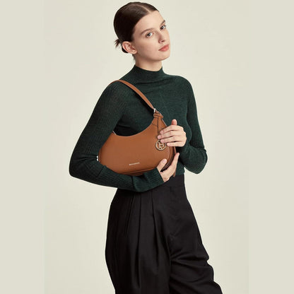 Kleine Damen Handtasche aus braunem PU Leder - Crossbody