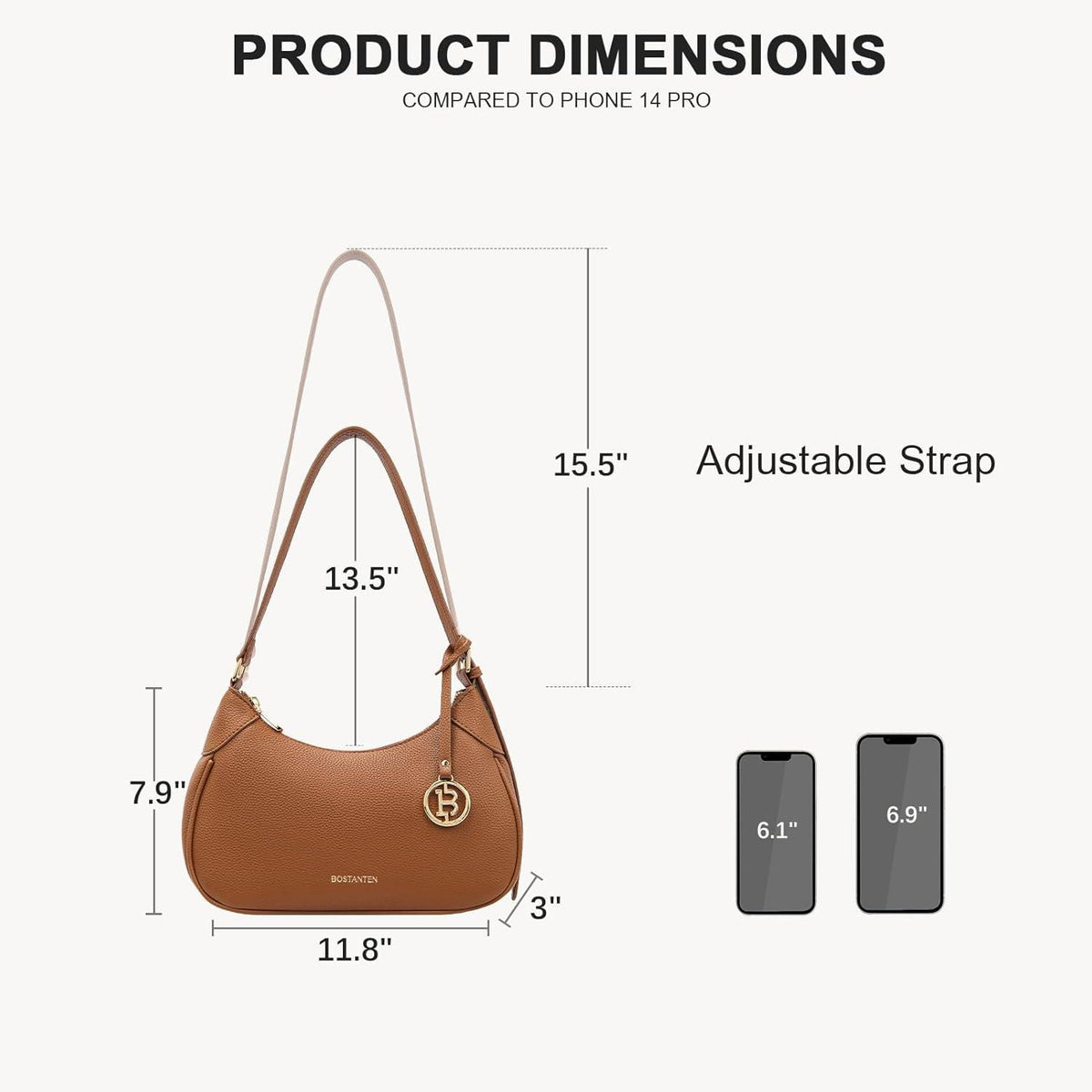 Moderne Damen Handtasche aus PU Leder in Braun