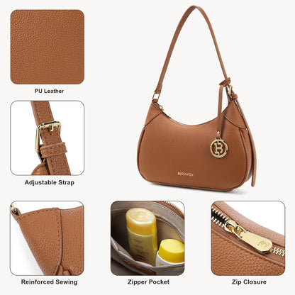 Damen Handtasche Klein Braun PU Leder Umhängetasche Crossbody Bag