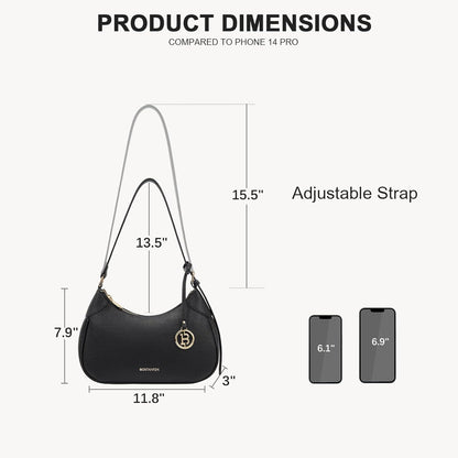 Henkeltasche Damen Schwarz Vegan Leder Handtasche 29.5x8x21cm