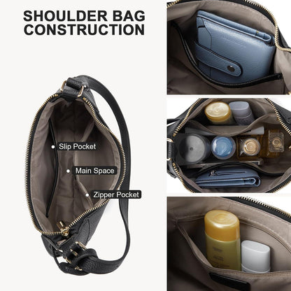 Damen Henkeltasche Klein Schultertasche Vegan Leder Schwarz