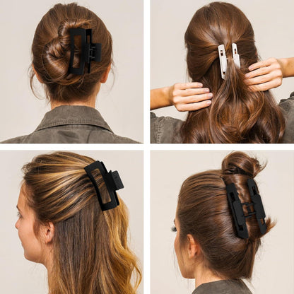 Quadratische Haarklammern 2er Set 8.5cm matt rutschfest Haarstyling Clips